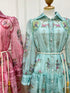 High Fashion Multi Color Floral Print Collar Down Waist Rope Dress